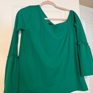Green Bell-Sleeve Women's Top